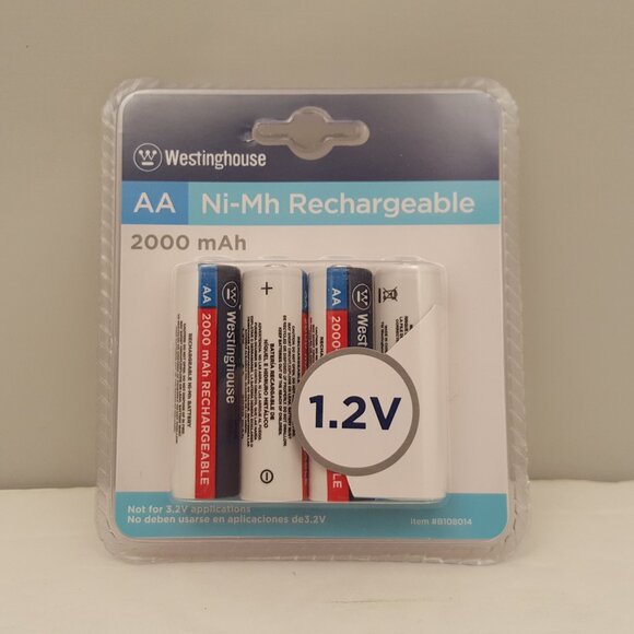WESTINGHOUSE AA Ni-Mh Rechargeable Batteries 1.2V | 2000 mAh | B108014 4-Pack - Picture 1 of 4